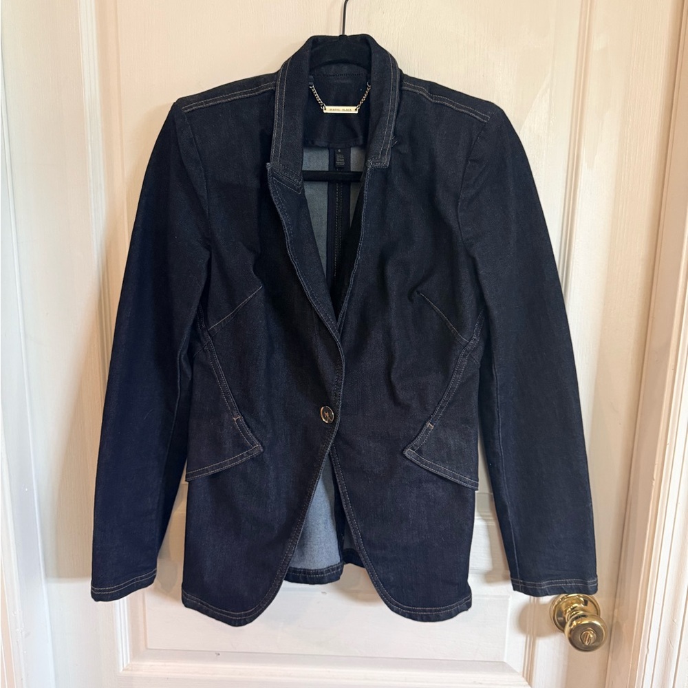 Womens Dark Wash Denim Blazer  -  - size 6 White House Black Market